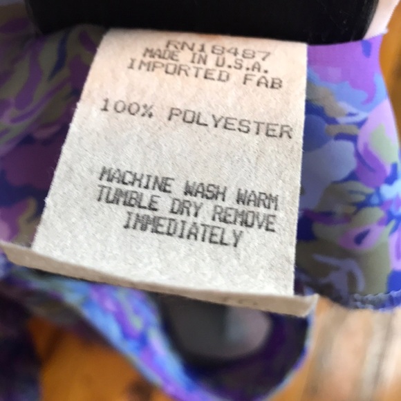 Vintage 70s/80s Blue Purple Dress w/ Floral Print - Picture 7 of 7